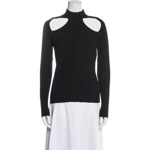 Dion Lee Collarbone Skivvy Mock Neck Sweater Top - S Black